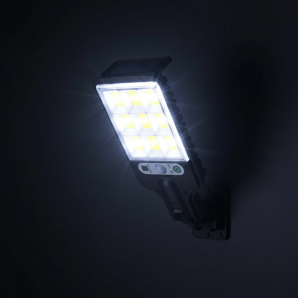 Solar LED Outdoor Wandleuchte – Werbebild für Social Media Ads